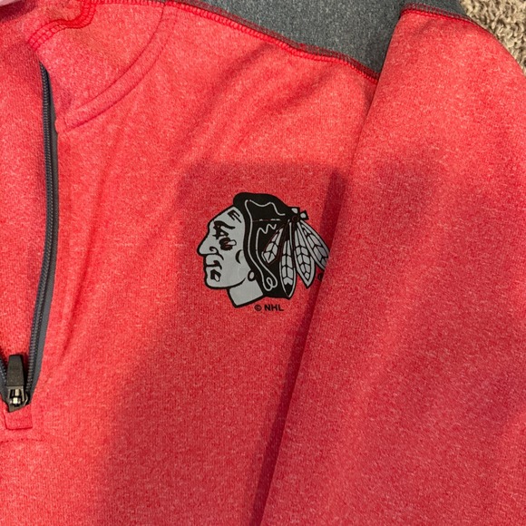 NHL Chicago Blackhawks Pullover 1/4 Zip Up Coral Gray XL/XG Long Sleeve - Picture 4 of 11